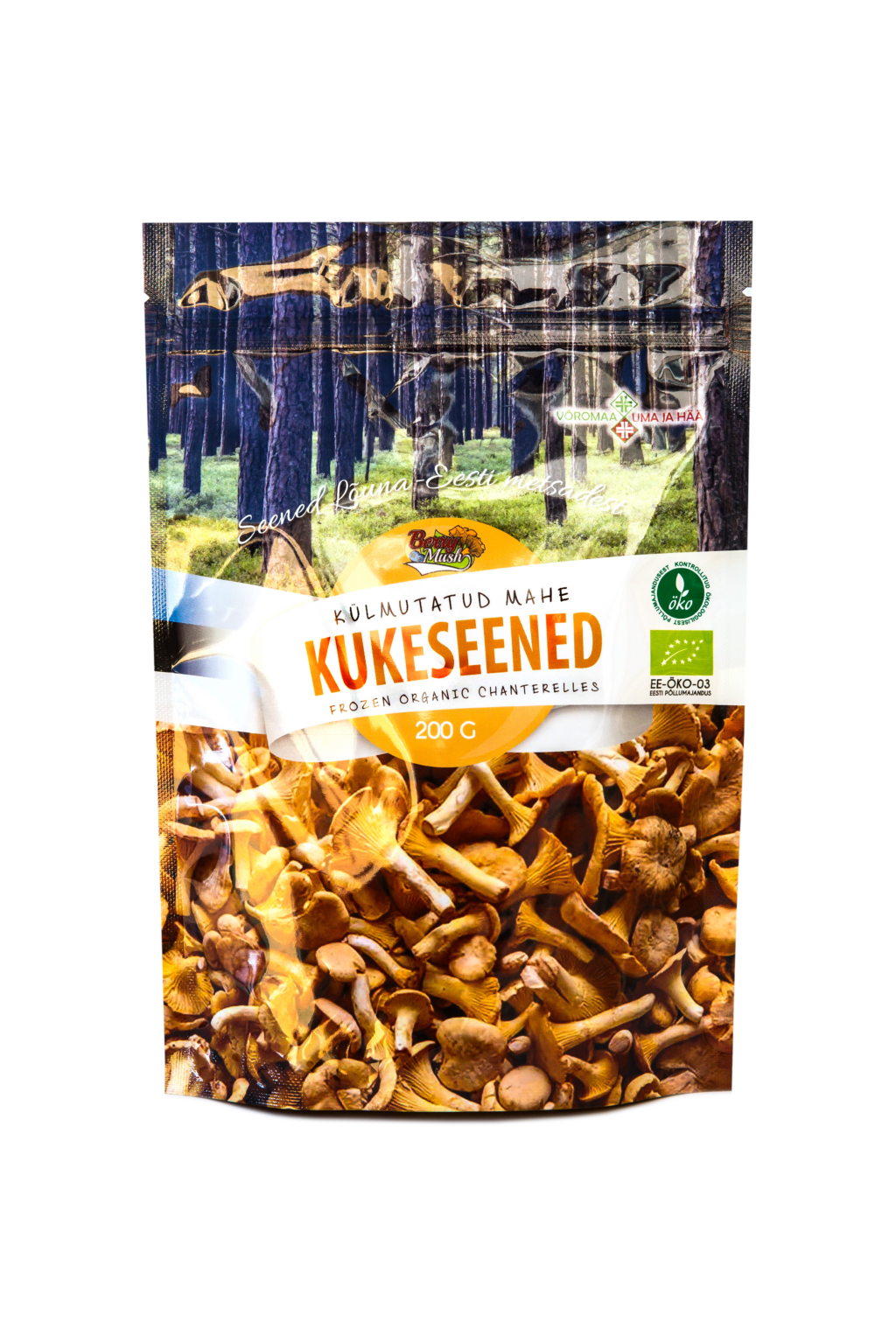 Frozen Organic Chanterelles, 200 grams Berrymush